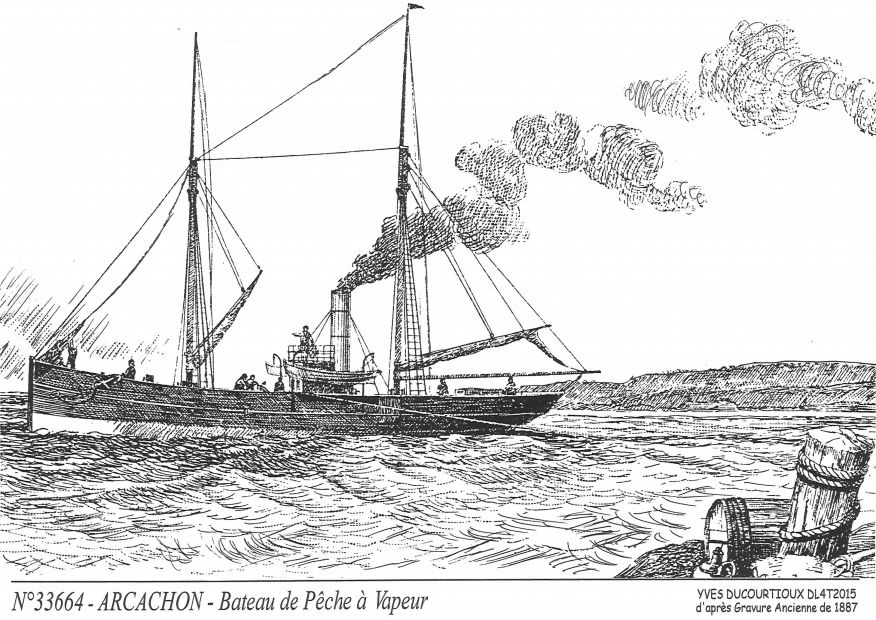 N 33664 - ARCACHON - bateau de pche vapeur