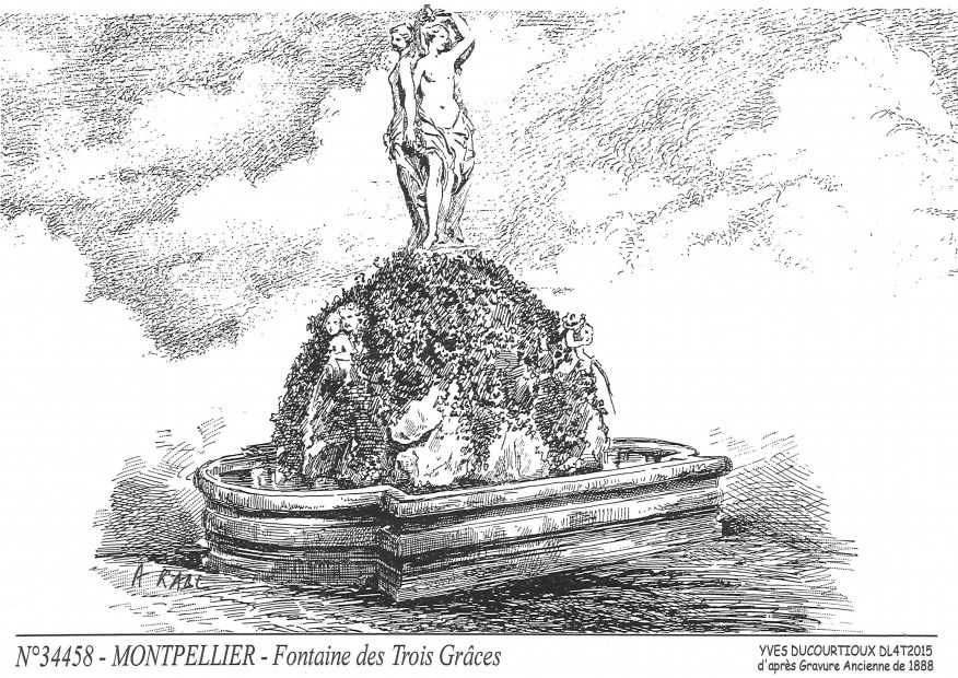 N 34458 - MONTPELLIER - fontaine des trois grces