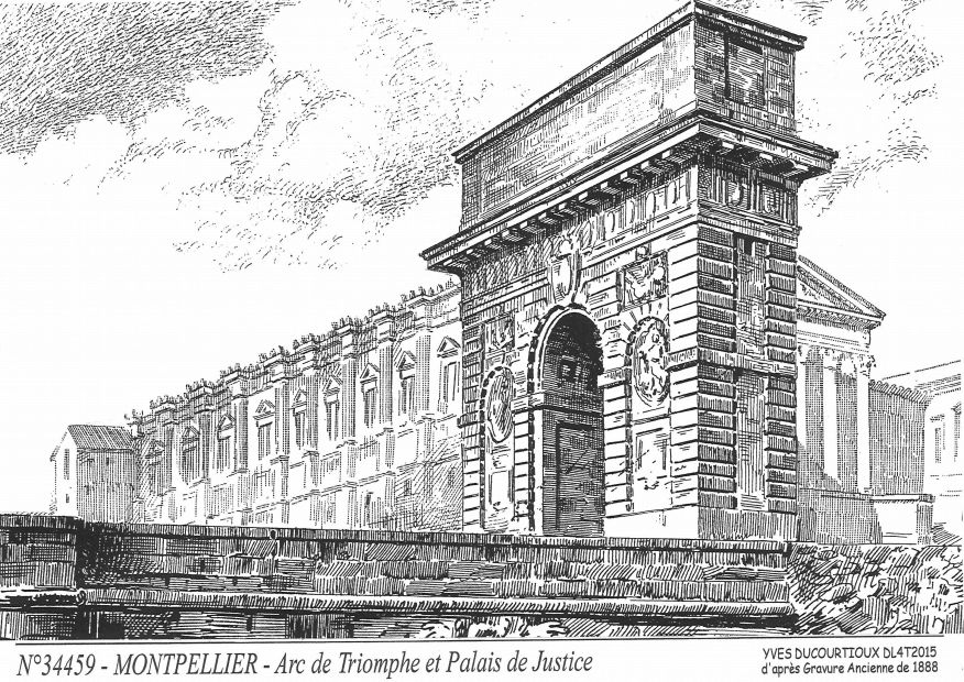 N 34459 - MONTPELLIER - arc de triomphe et palais de j