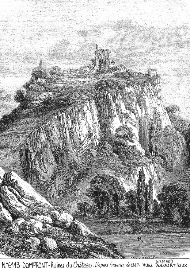 N 61043 - DOMFRONT - ruines du château (d'aprs gravure ancienne)