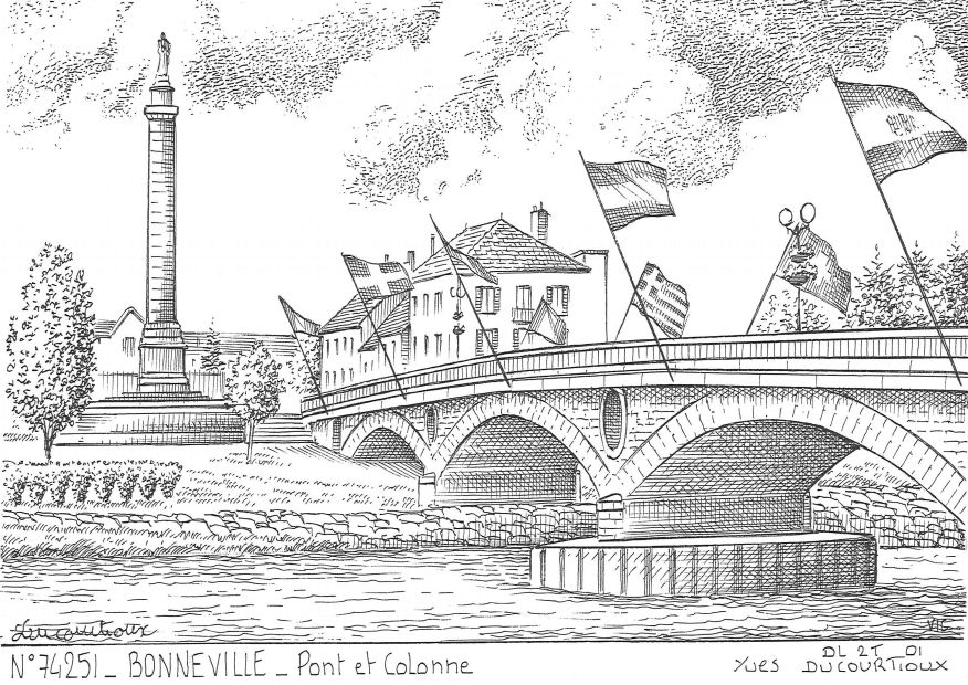 N 74251 - BONNEVILLE - pont et colonne