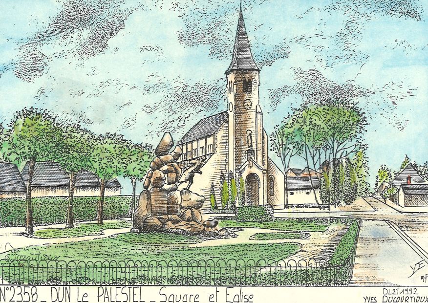 N 23058 - DUN LE PALESTEL - square et église