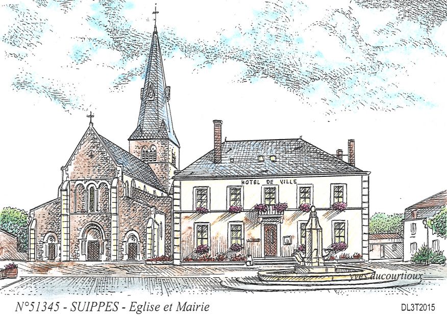 N 51345 - SUIPPES - glise et mairie