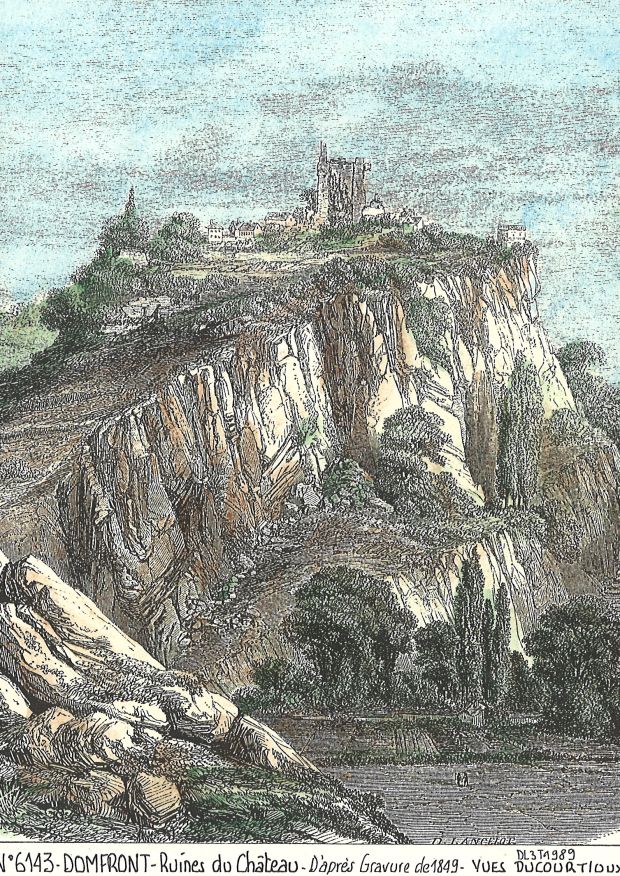 N 61043 - DOMFRONT - ruines du château (d'aprs gravure ancienne)