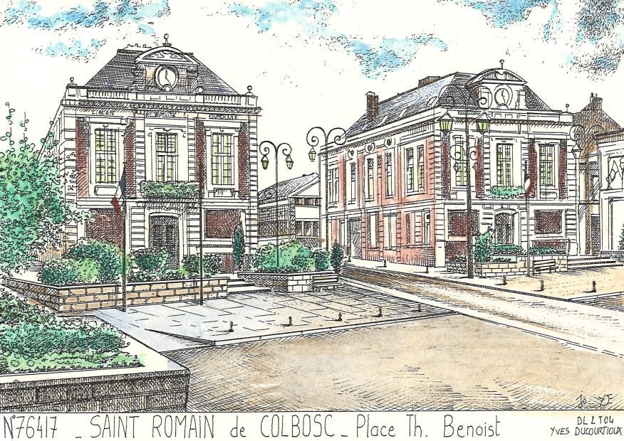 N 76417 - ST ROMAIN DE COLBOSC - place th. benoist (mairie)