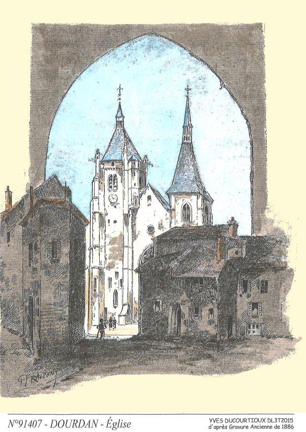 N 91407 - DOURDAN - église (d'aprs gravure ancienne)