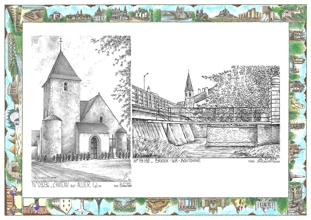 MONOCARTE N 03234-79192 - CHATEAU SUR ALLIER - église / BRIOUX SUR BOUTONNE - vue