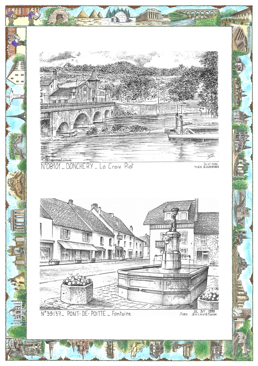 MONOCARTE N 08101-39137 - DONCHERY - la croix piot / PONT DE POITTE - fontaine