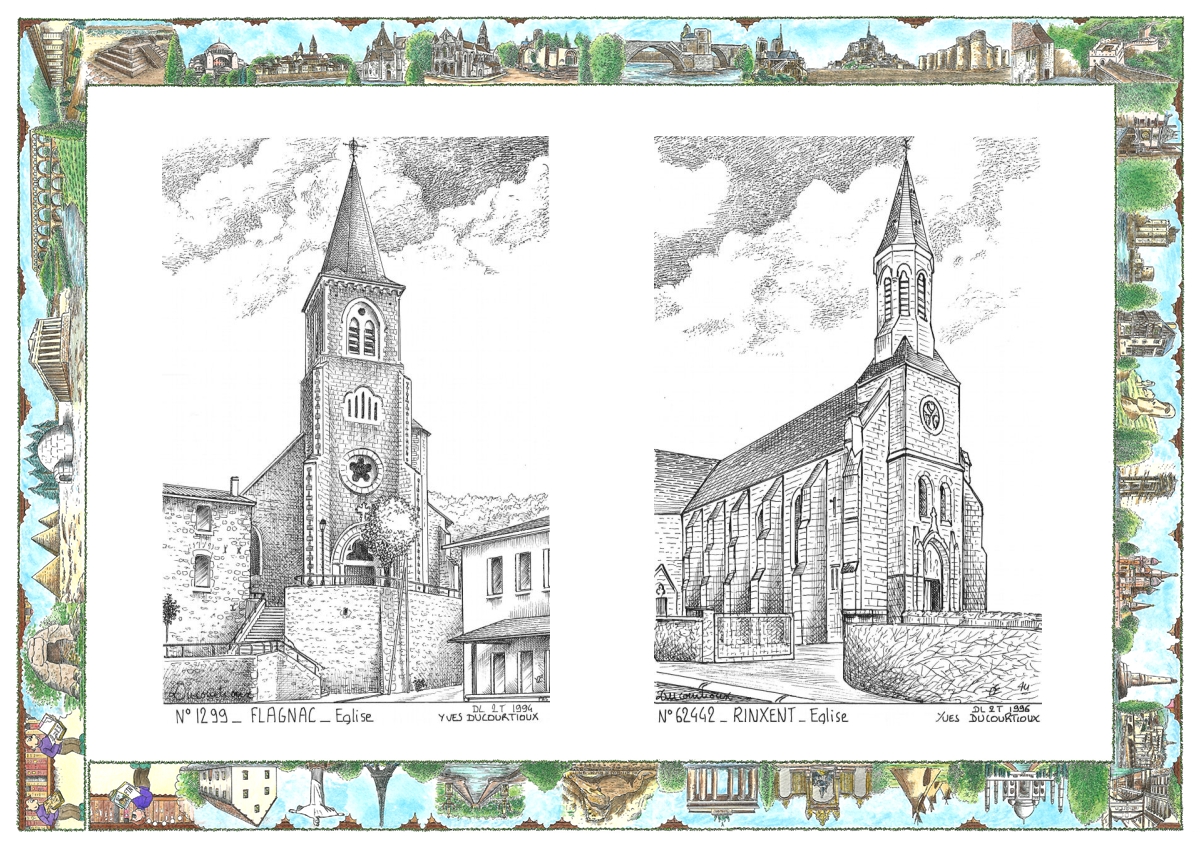 MONOCARTE N 12099-62442 - FLAGNAC - église / RINXENT - église