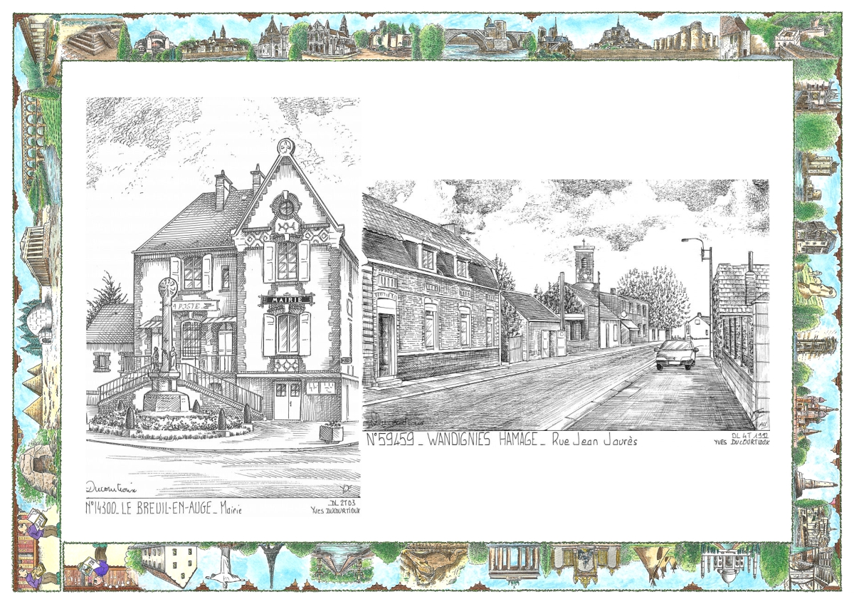 MONOCARTE N 14300-59459 - LE BREUIL EN AUGE - mairie / WANDIGNIES HAMAGE - rue jean jaurès