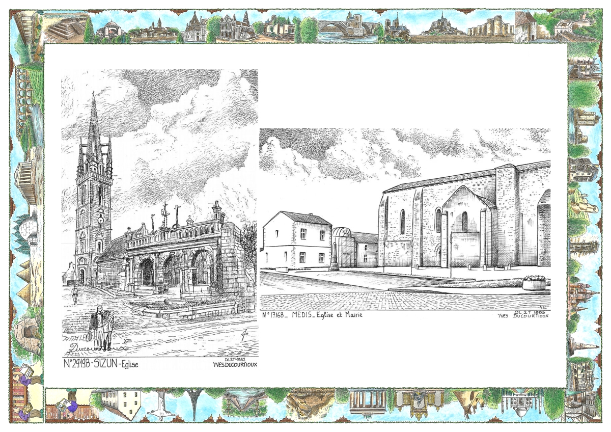 MONOCARTE N 17168-29198 - MEDIS - église et mairie / SIZUN - église