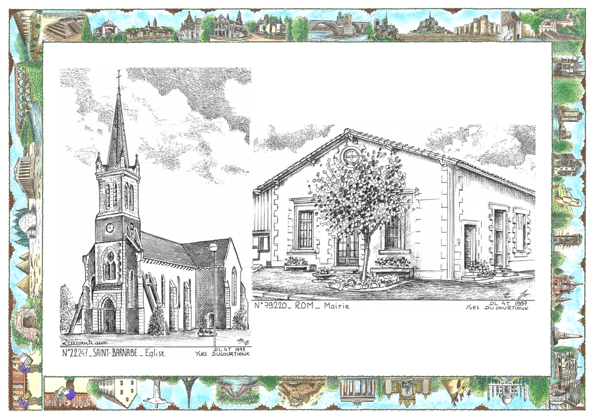 MONOCARTE N 22247-79220 - ST BARNABE - église / ROM - mairie