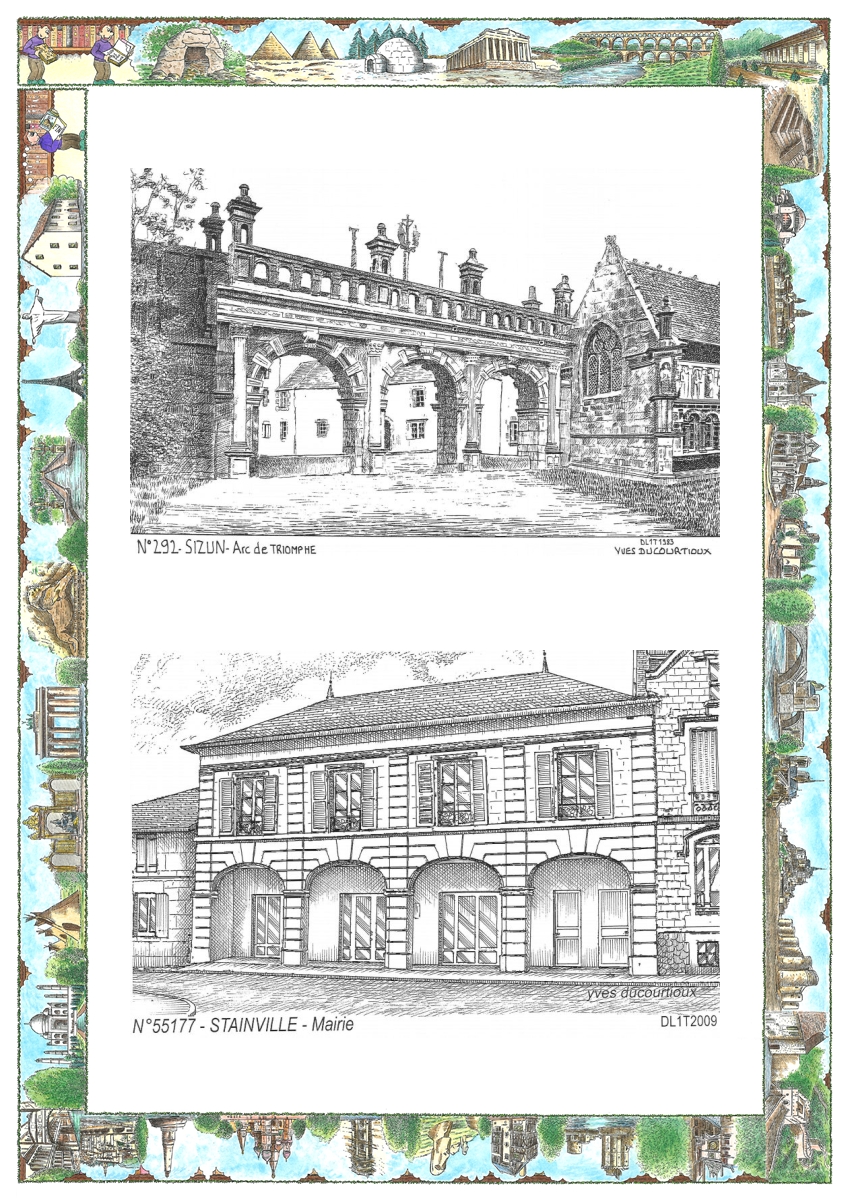 MONOCARTE N 29002-55177 - SIZUN - arc de triomphe / STAINVILLE - mairie