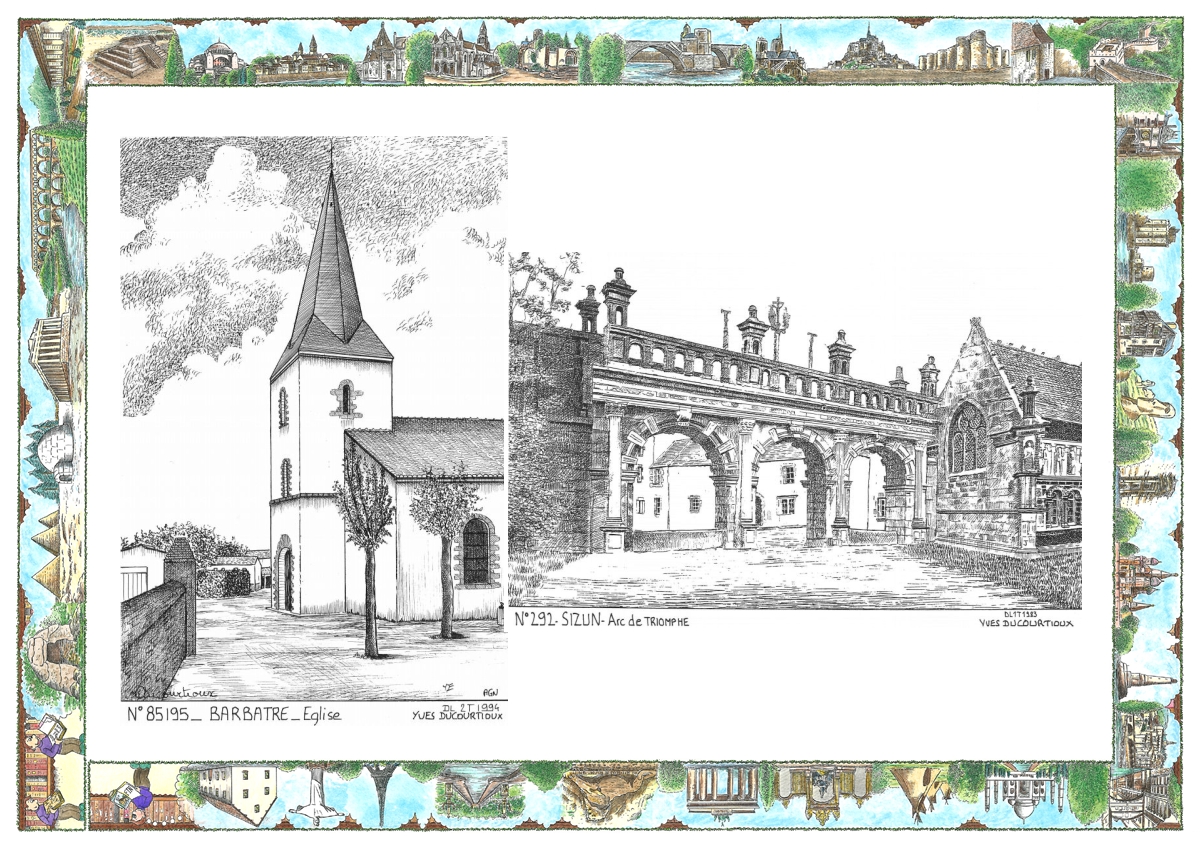 MONOCARTE N 29002-85195 - SIZUN - arc de triomphe / BARBATRE - église
