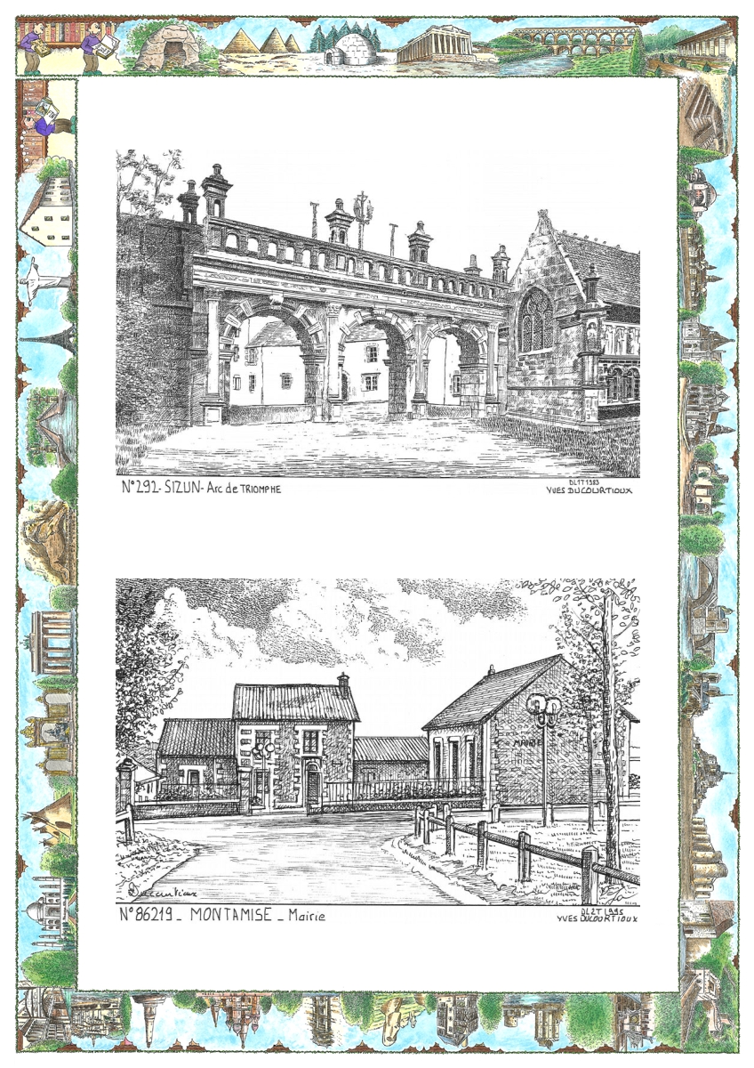 MONOCARTE N 29002-86219 - SIZUN - arc de triomphe / MONTAMISE - mairie