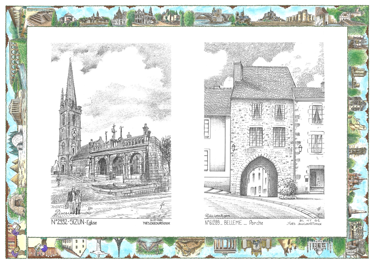 MONOCARTE N 29092-61289 - SIZUN - église / BELLEME - porche