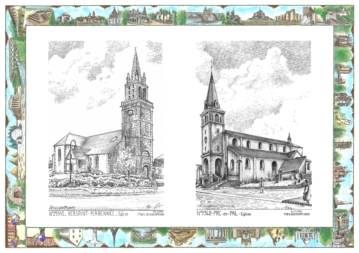 MONOCARTE N 29370-53048 - KERSAINT PLABENNEC - église / PRE EN PAIL - église