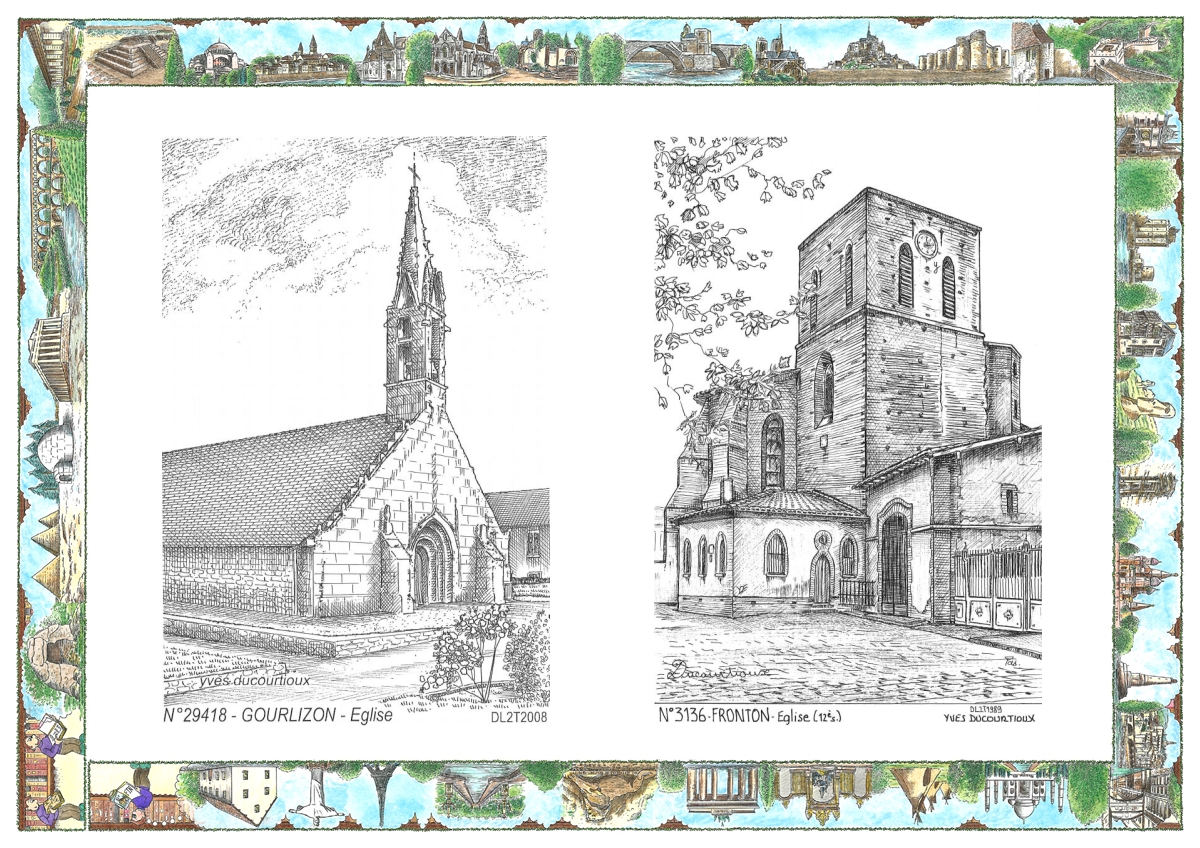 MONOCARTE N 29418-31036 - GOURLIZON - église / FRONTON - église (12è siècle)