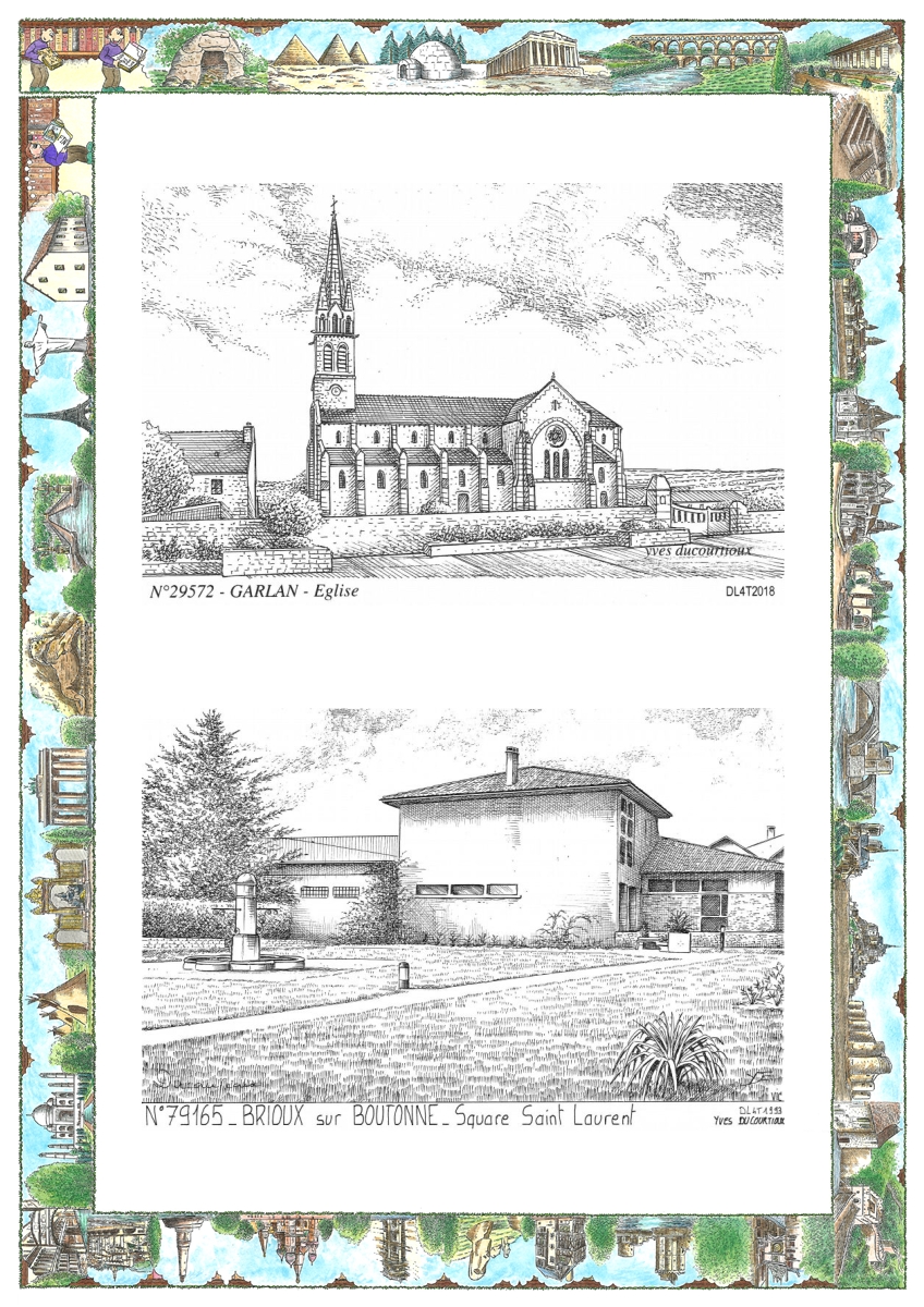 MONOCARTE N 29572-79165 - GARLAN - église / BRIOUX SUR BOUTONNE - square st laurent