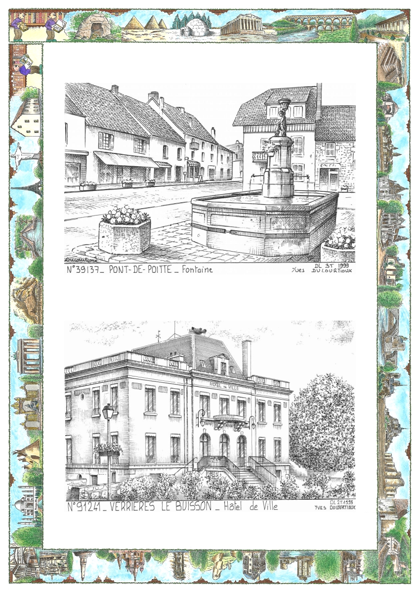 MONOCARTE N 39137-91241 - PONT DE POITTE - fontaine / VERRIERES LE BUISSON - hôtel de ville