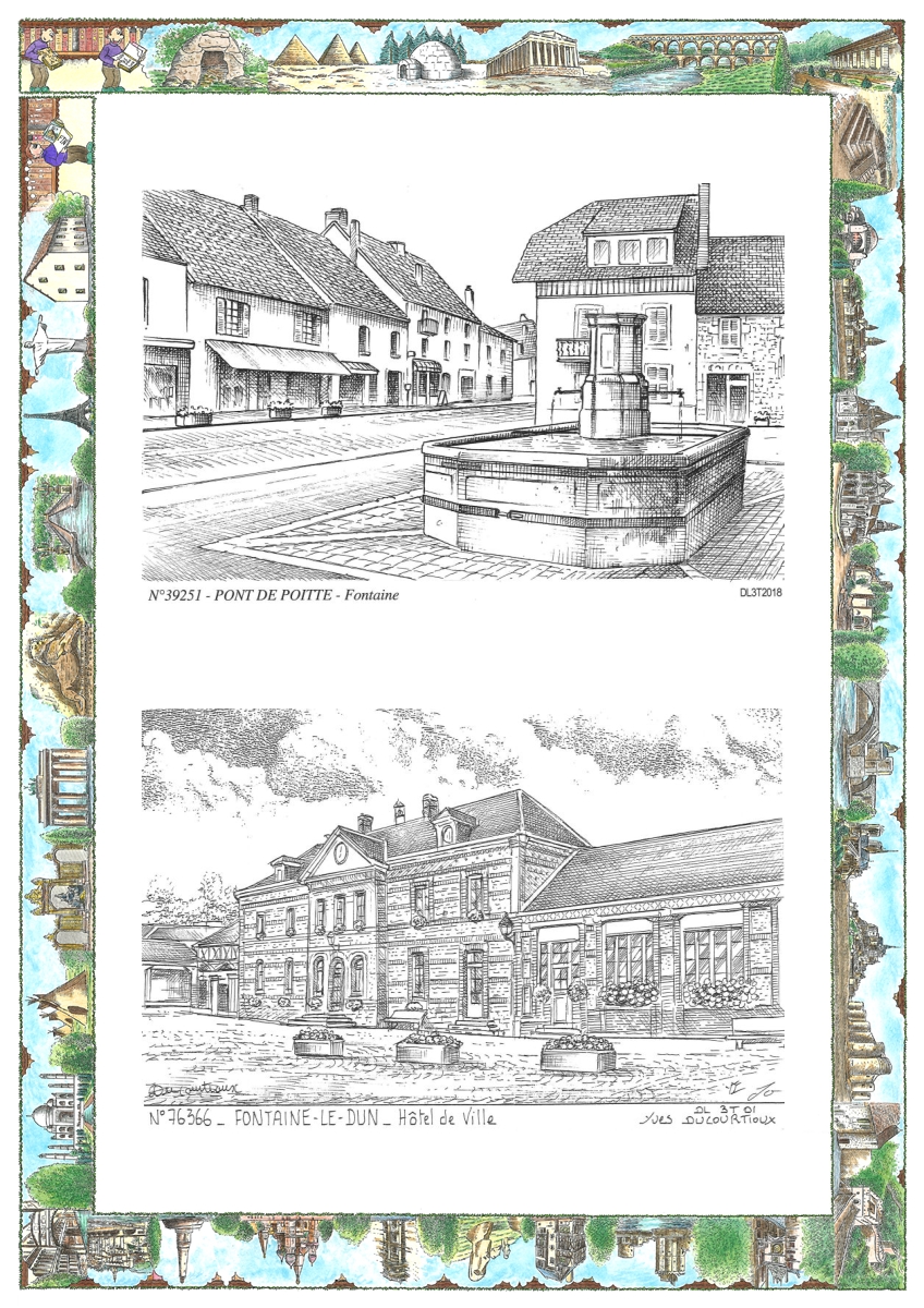 MONOCARTE N 39251-76366 - PONT DE POITTE - fontaine / FONTAINE LE DUN - hôtel de ville