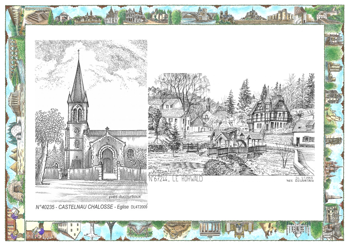 MONOCARTE N 40235-67244 - CASTELNAU CHALOSSE - église / LE HOHWALD - vue