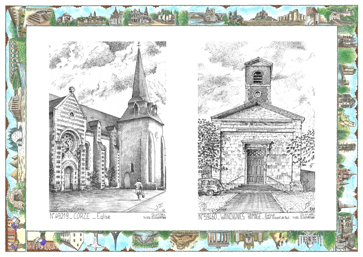 MONOCARTE N 49219-59460 - CORZE - église / WANDIGNIES HAMAGE - église st vincent de paul