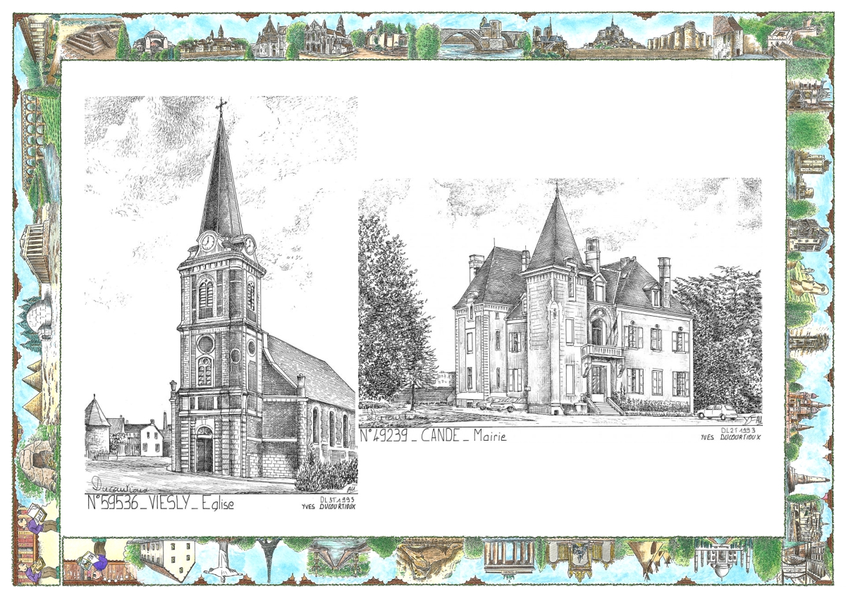 MONOCARTE N 49239-59536 - CANDE - mairie / VIESLY - église