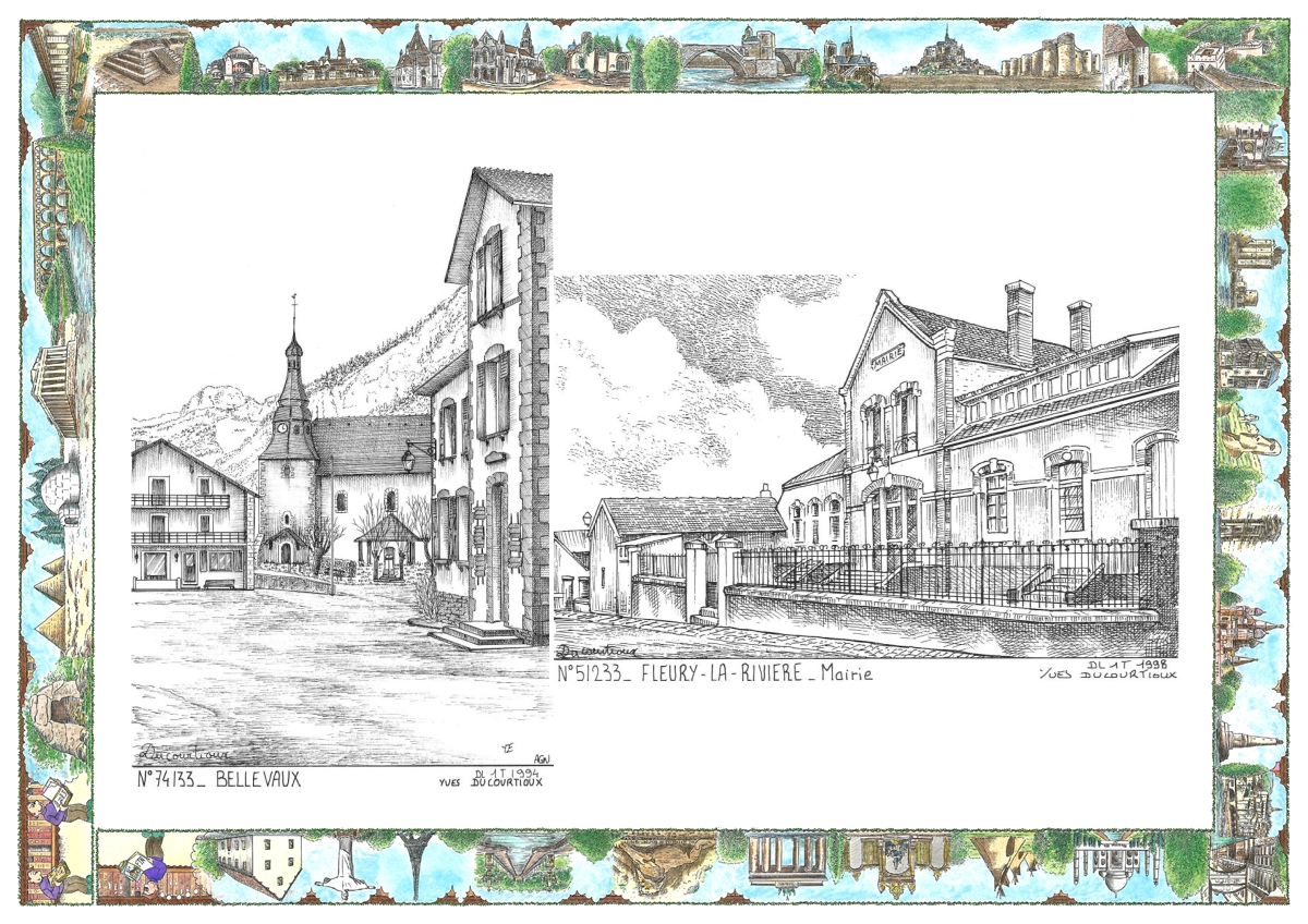 MONOCARTE N 51233-74133 - FLEURY LA RIVIERE - mairie / BELLEVAUX - vue