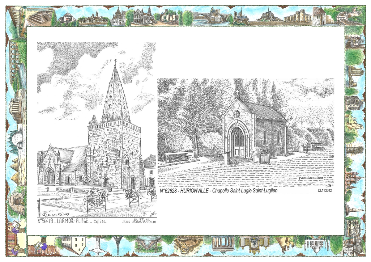 MONOCARTE N 56418-62628 - LARMOR PLAGE - église / LILLERS - chapelle de hurionville