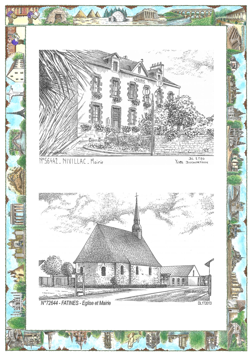 MONOCARTE N 56442-72644 - NIVILLAC - mairie / FATINES - église et mairie