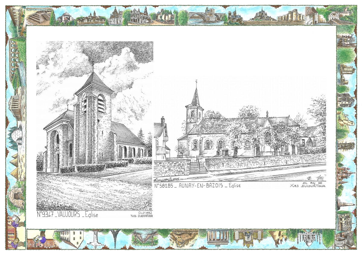 MONOCARTE N 58285-93047 - AUNAY EN BAZOIS - église / VAUJOURS - église