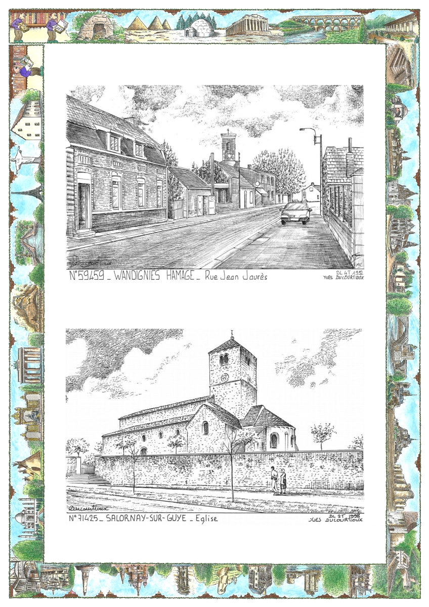 MONOCARTE N 59459-71425 - WANDIGNIES HAMAGE - rue jean jaurès / SALORNAY SUR GUYE - église