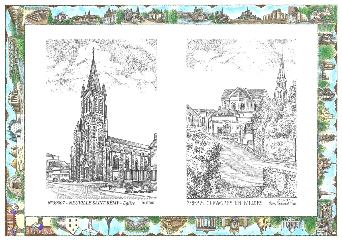 MONOCARTE N 59907-85315 - NEUVILLE ST REMY - église / CHAVAGNES EN PAILLERS - vue