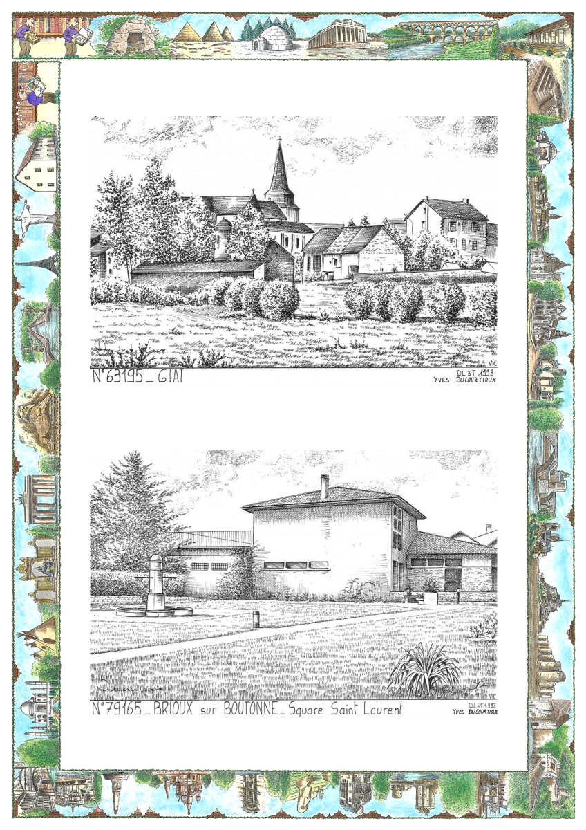 MONOCARTE N 63195-79165 - GIAT - vue / BRIOUX SUR BOUTONNE - square st laurent