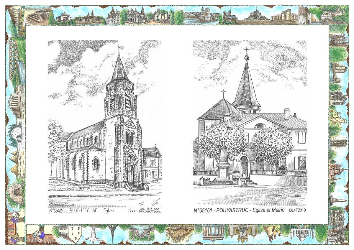 MONOCARTE N 63424-65161 - BLOT L EGLISE - église / POUYASTRUC - église et mairie