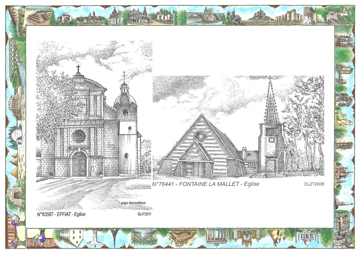MONOCARTE N 63567-76441 - EFFIAT - église / FONTAINE LA MALLET - église