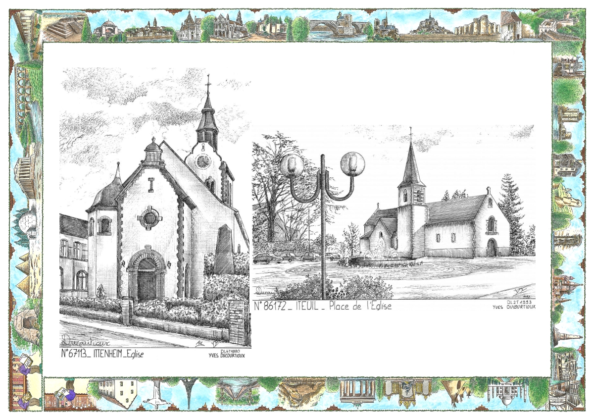 MONOCARTE N 67113-86172 - ITTENHEIM - église / ITEUIL - place de l église