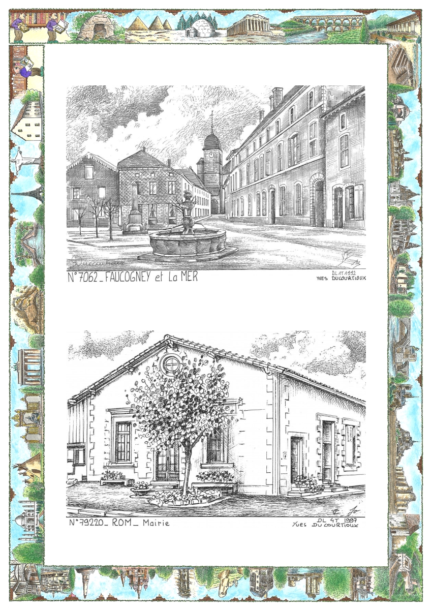 MONOCARTE N 70062-79220 - FAUCOGNEY ET LA MER - place fontaine / ROM - mairie