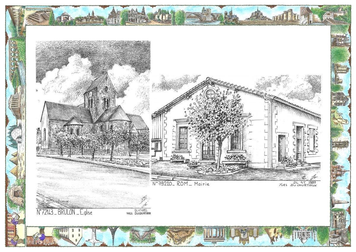 MONOCARTE N 72143-79220 - BRULON - église / ROM - mairie